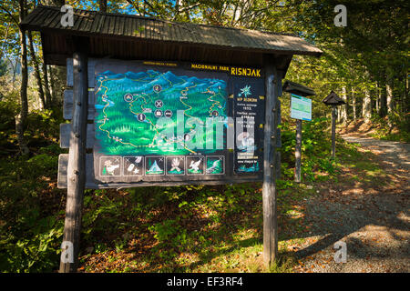 Park trail Mappa, il Parco Nazionale Risnjak, Croazia Foto Stock