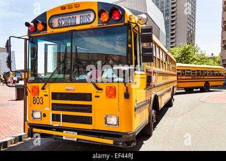 Gli autobus scolastici, Boston, Massachusetts, STATI UNITI D'AMERICA Foto Stock