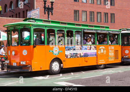 Old Town Trolley Tours City sightseeing bus, Boston, Massachusetts, STATI UNITI D'AMERICA Foto Stock