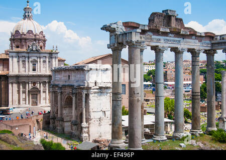 Fori romani da Via Foro Romano, Roma Foto Stock