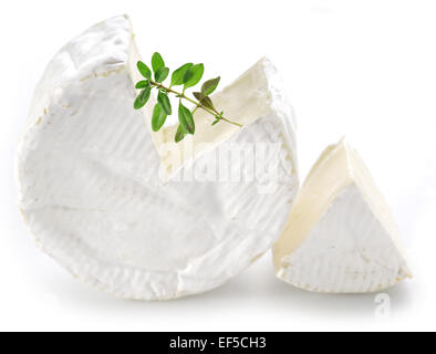 Formaggio Camembert isolato su uno sfondo bianco. Foto Stock