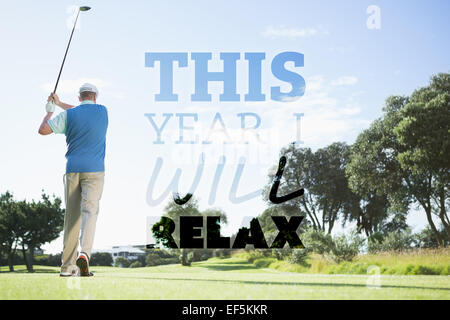 Immagine composita del giocatore di golf in un colpo Foto Stock