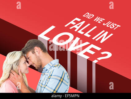 Immagine composita della coppia attraente sorridente ad ogni altro Foto Stock