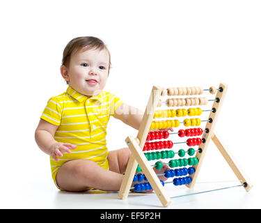 Il bambino gioca con abacus toy Foto Stock