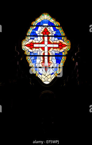 Vetro colorato nella parte interna della Basilica Menor Inmaculada Concepción, Cattedrale di Merida. Merida, Merida, Venezuela. Foto Stock