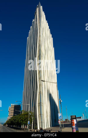 Torre Diagonal Zero Zero edificio, area Forum, Diagonal Mar, Sant Marti district, Barcellona, Spagna Foto Stock