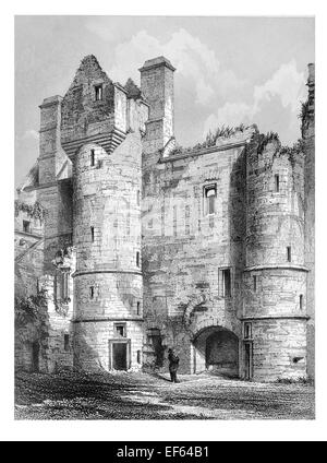 1852 il cortile del castello Balveny vicino a Dufftown, Banffshire Scozia Scotland Foto Stock