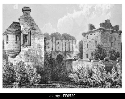 1852 Castello Edzell Forfar Brechin Angus rovina Foto Stock