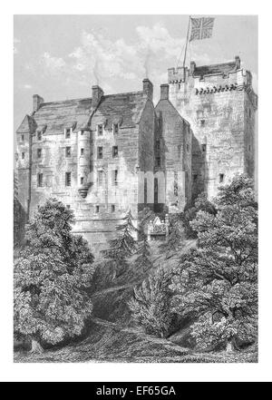 1852 Castello Kilravock Cill Rathaig Nairn Croy Inverness Highland Clan Rose casa a torre quattrocentesca Foto Stock