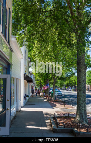 Strada principale nel villaggio di East Hampton, contea di Suffolk, Long Island , NY, STATI UNITI D'AMERICA Foto Stock