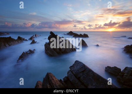 Tramonto a Hartland quay, North Devon Foto Stock