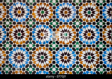 Dettagli architettonici di Ali ben Youssef Medersa, Marrekesh, Marocco Foto Stock