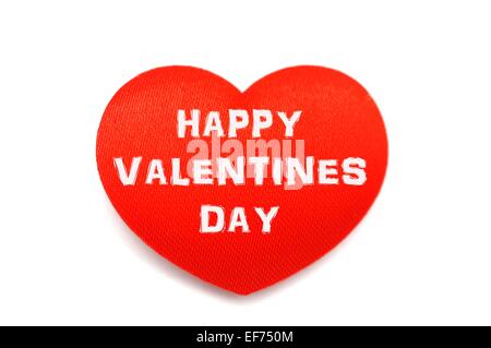 Happy valentines day messaggio su un cuore rosso nel testo bianco Foto Stock