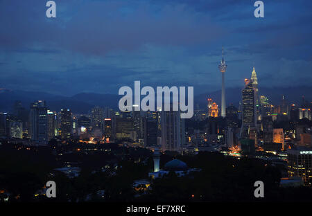 Notte panoroma di Kuala Lumpur Foto Stock