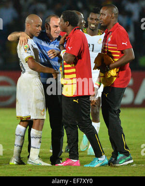 Equitorial Guinea. 27 gennaio, 2015. Coppa d'Africa delle Nazioni torneo di calcio, Sud Africa contro il Ghana. André Ayew ( Ghana ) celebra con i suoi compagni di squadra del Ghana © Azione Sport Plus/Alamy Live News Foto Stock