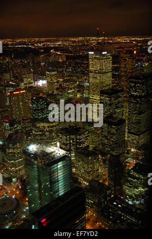 Vista superiore della notte Toronto Downtown Foto Stock