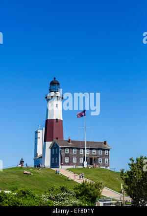 Montauk Point Luce, Montauk Point State Park, la contea di Suffolk, Long Island, NY, STATI UNITI D'AMERICA Foto Stock