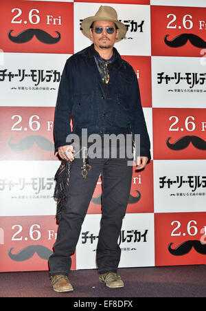 Johnny Depp, 28 gennaio 2015, Tokyo, Giappone : star Johnny Depp assiste una foto chiamata prima di una conferenza stampa per il suo nuovo film 'Mortdecai' a Tokyo in Giappone, il 28 gennaio 2015. Foto Stock