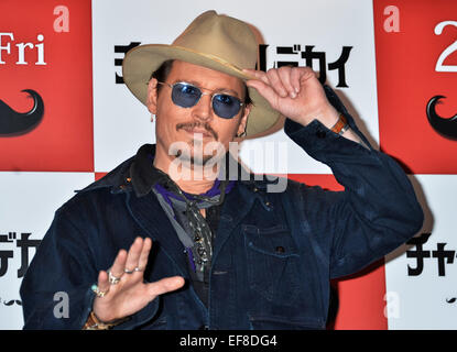 Johnny Depp, 28 gennaio 2015, Tokyo, Giappone : star Johnny Depp assiste una foto chiamata prima di una conferenza stampa per il suo nuovo film 'Mortdecai' a Tokyo in Giappone, il 28 gennaio 2015. Foto Stock