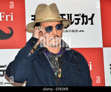 Johnny Depp, 28 gennaio 2015, Tokyo, Giappone : star Johnny Depp assiste una foto chiamata prima di una conferenza stampa per il suo nuovo film 'Mortdecai' a Tokyo in Giappone, il 28 gennaio 2015. Foto Stock