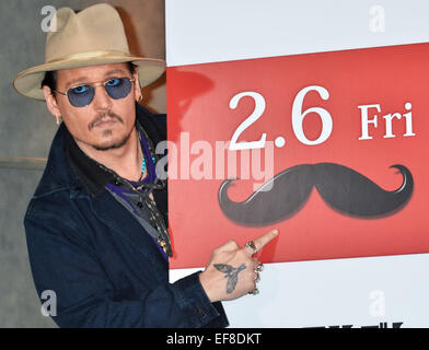 Johnny Depp, 28 gennaio 2015, Tokyo, Giappone : star Johnny Depp assiste una foto chiamata prima di una conferenza stampa per il suo nuovo film 'Mortdecai' a Tokyo in Giappone, il 28 gennaio 2015. Foto Stock