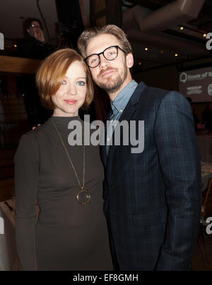 NEW YORK, NY - Gennaio 28, 2014: Dan Stevens e Susie Hariet frequentare il 2015 Casa di Gala SpeakEasy al City Winery di Manhattan Foto Stock