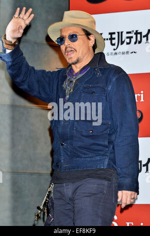 Tokyo, Giappone. 28 gen, 2015. Johnny Depp assiste il 'Mortdecai' photocall al Peninsula Tokyo il 28 gennaio 2015 a Tokyo in Giappone./picture alliance © dpa/Alamy Live News Foto Stock