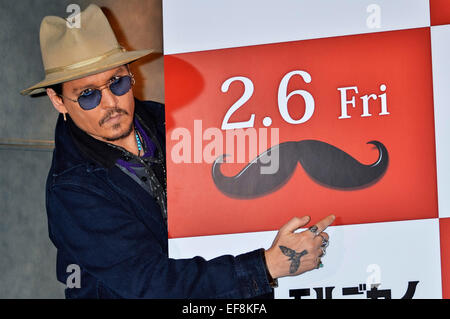 Tokyo, Giappone. 28 gen, 2015. Johnny Depp assiste il 'Mortdecai' photocall al Peninsula Tokyo il 28 gennaio 2015 a Tokyo in Giappone./picture alliance © dpa/Alamy Live News Foto Stock