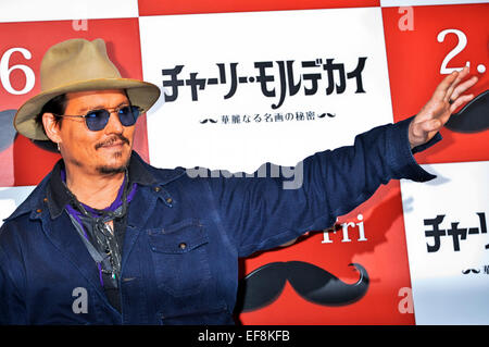 Tokyo, Giappone. 28 gen, 2015. Johnny Depp assiste il 'Mortdecai' photocall al Peninsula Tokyo il 28 gennaio 2015 a Tokyo in Giappone./picture alliance © dpa/Alamy Live News Foto Stock