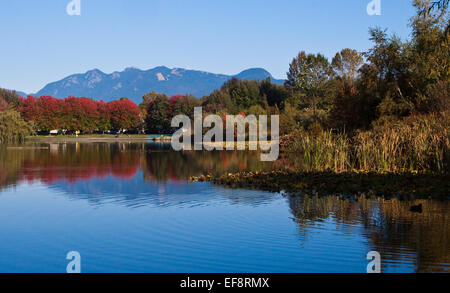 Canada, British Columbia, Vancouver, montagne e la trota lago in autunno Foto Stock