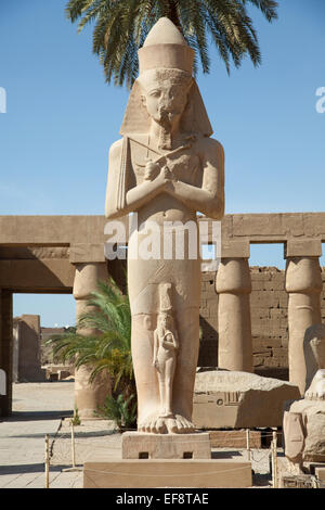 Ramses II statua del tempio di Amon-Ra a Karnak. Luxor, Egitto. Foto Stock