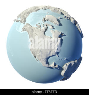 Inverno messa a terra isolata su sfondo bianco. 3D render. Continente Nord America. Gli elementi di questa immagine fornita dalla NASA Foto Stock