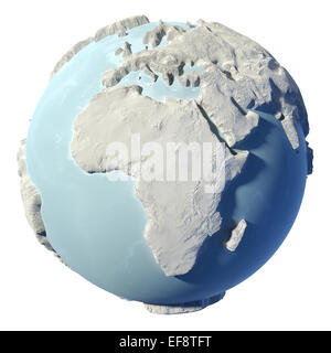 Inverno messa a terra isolata su sfondo bianco. 3D render. Il continente africano. Gli elementi di questa immagine fornita dalla NASA Foto Stock