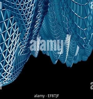 Abstract 3D blue net tessuto isolato di sfondo su nero Foto Stock