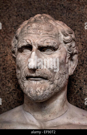 Demosthenes 384-322 BC eminente statista greco e oratore di Atene antica ( primo secolo D.C. Museo Vaticano Roma Italia ) Foto Stock