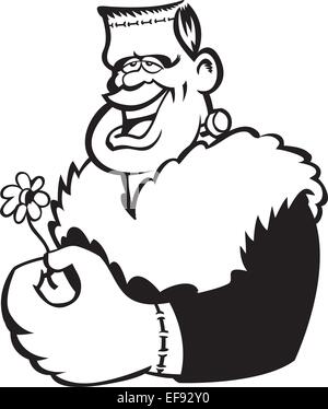 Frankenstein tenendo un fiore Illustrazione Vettoriale