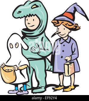 Un gruppo di trick-o-treaters Illustrazione Vettoriale