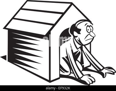 Un uomo proveniente da una cuccia Illustrazione Vettoriale