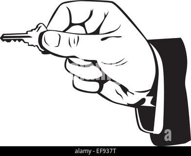 Mano tenendo premuto il tasto Illustrazione Vettoriale