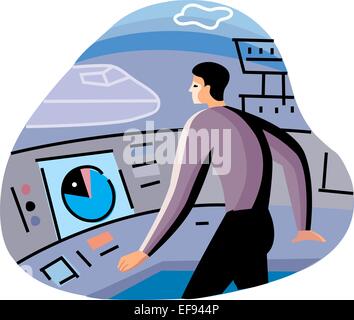 Controllore del traffico aereo Illustrazione Vettoriale