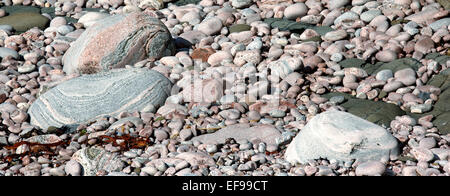 Lewisian Gneiss rocce sulla Isle of Harris nelle Ebridi Esterne della Scozia Foto Stock