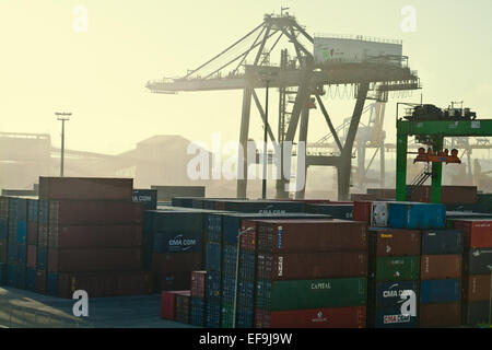 Casablanca cantieri all'alba con tinta di giallo Foto Stock