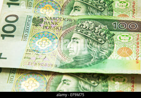3 un centinaio di Zloty banconote Foto Stock