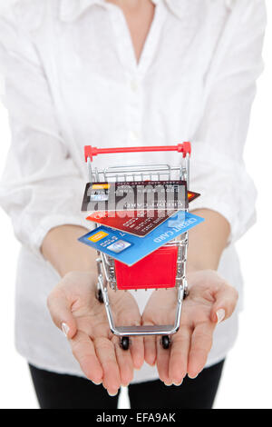 Opportunità di shopping su La donna la mano Foto Stock