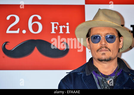 Tokyo, Giappone. 28 gen, 2015. Johnny Depp assiste il 'Mortdecai' photocall al Peninsula Tokyo il 28 gennaio 2015 a Tokyo in Giappone./picture alliance © dpa/Alamy Live News Foto Stock