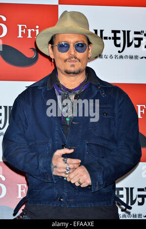 Tokyo, Giappone. 28 gen, 2015. Johnny Depp assiste il 'Mortdecai' photocall al Peninsula Tokyo il 28 gennaio 2015 a Tokyo in Giappone./picture alliance © dpa/Alamy Live News Foto Stock