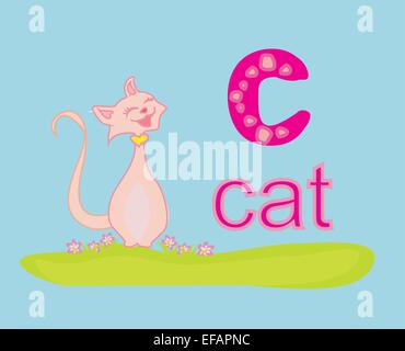 Illustrazione di alfabeto animali C con cat Illustrazione Vettoriale