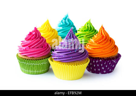 Tortini coloratissimi contro uno sfondo bianco Foto Stock