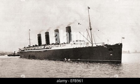 RMS Lusitania Cunard Line ocean liner, silurato e affondato da un sommergibile tedesco nel 1915, durante la Prima Guerra Mondiale. Foto Stock