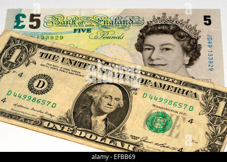 Dollaro di Stati Uniti e Gran Bretagna Pound Banconote Foto Stock